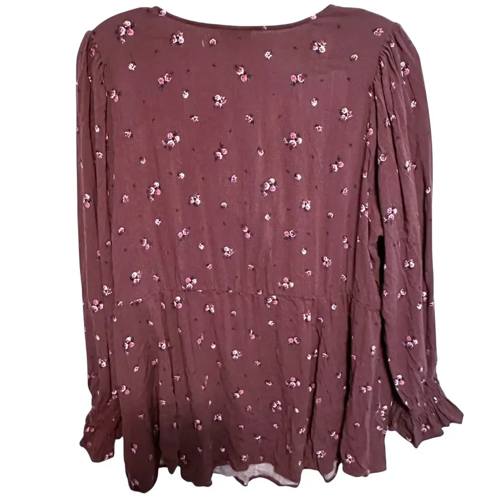 Torrid Babydoll Top Womens Size 1X Sassafras Ditsy Floral Rayon Slub Lace Trim - Picture 4 of 9